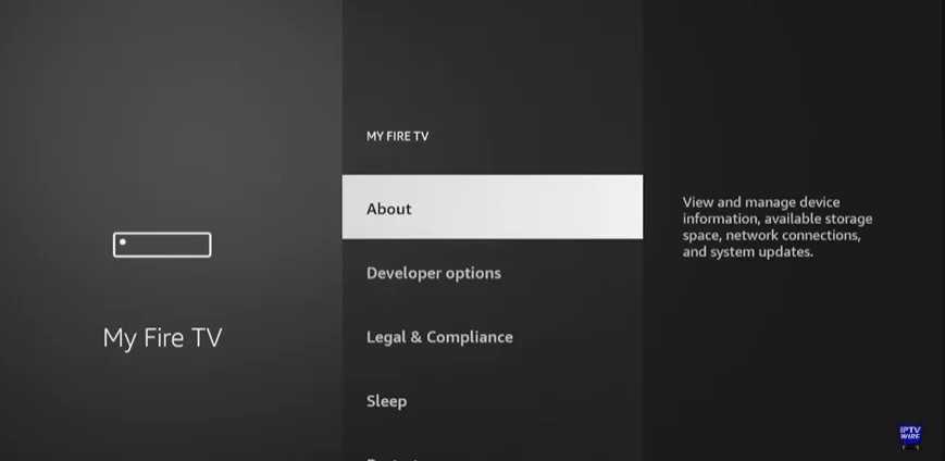 about section of my fire tv
