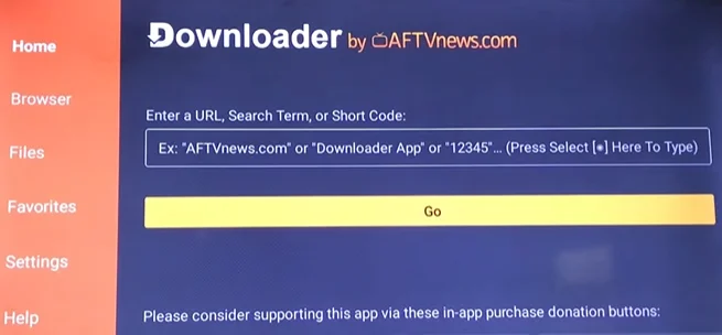 enter url in downloader code screenshot
