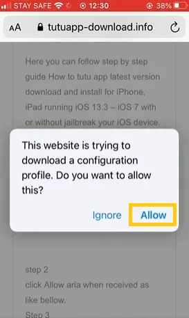 Download tutu app on safari browser