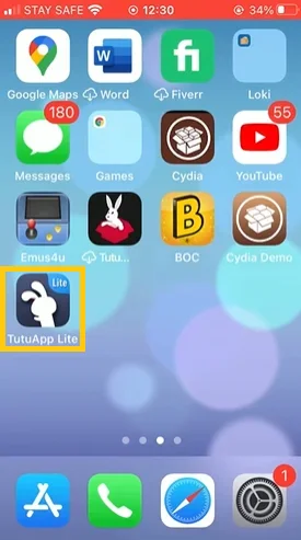 tutuApp lite icon on homescreen