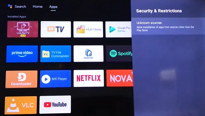 allow unknown sources under security in app setting screenshot